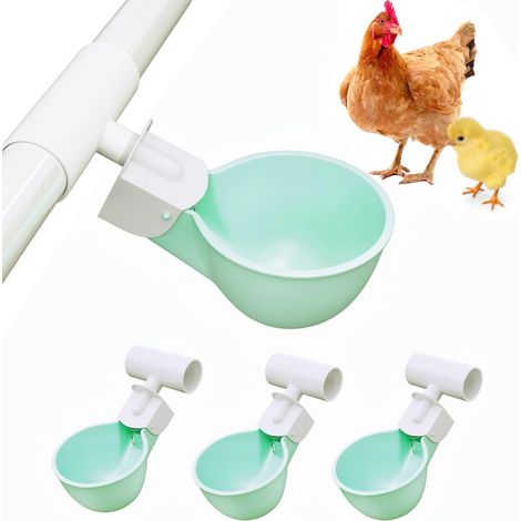 Set mit 4 Hühnertränken mit PVC-T-Stücken für 1/2"-Schlauch, automatisches Hühnertränksystem, auslaufsicher, fasst 50 % mehr Wasser, geeignet für Küken (1/5)