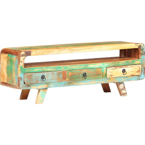 Mobile TV multimediale scaffale per televisione televisione buffet sala da pranzo soggiorno camera da letto 117 x 30 x 41 cm legno massello di recupero marrone 020025799