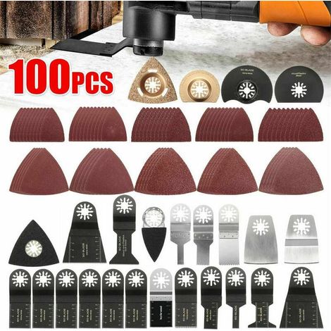 VURAHOME - 100 Pcs Lame oscillant Scie multifonctions,Accessoires Outils oscillants Multitool pour Fein Multimaster Dremel Dewalt Einhell pour bois, métal, plastique 56Vingt (1/5)