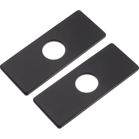 2Pcs 6 Inch Hole Cover Plate Stainless Steel for Bathroom or Kitchen Sink Faucet, Rectangle (Black) (1/5)
