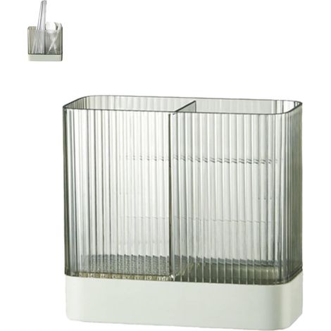 Organisateur de couverts 2 compartiments, égouttoir à ustensiles pour évier, range fourchettes et cuillères. (1/5)