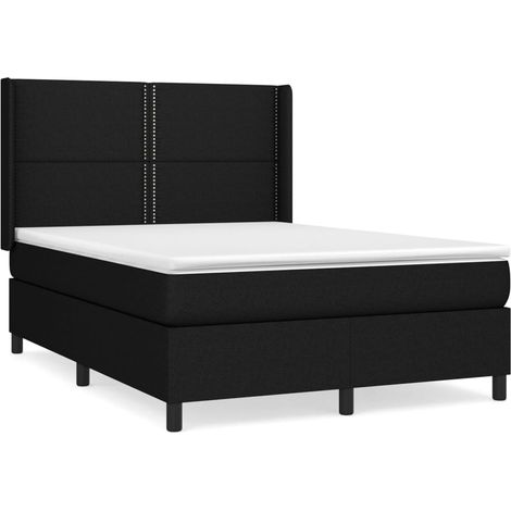 Sommier à lattes de lit avec matelas Noir 140x190 Tissu (1/5)