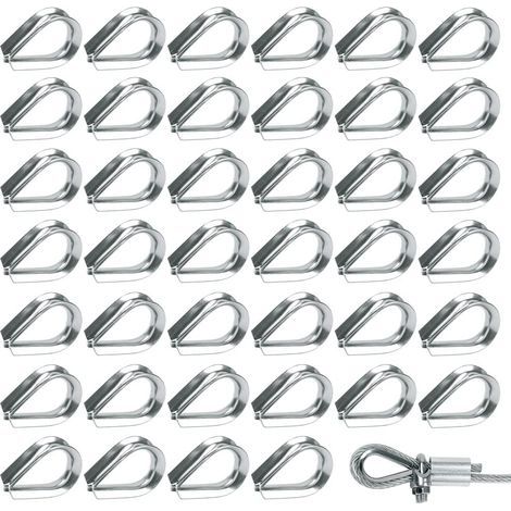 50 Stück M2-Edelstahl-304-Drahtseilösen, herzförmige Ösen für 2-mm-Drahtseil
