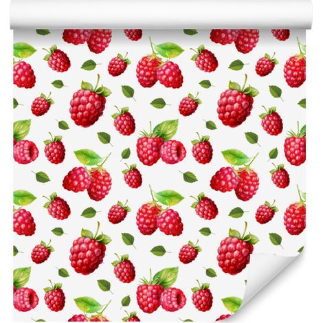 Papier peint framboise, blanc et corail pour salon et chambre 50x1000 cm (1/4)