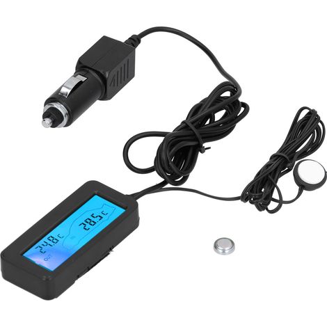 Mini thermomètre électronique avec écran LCD, 12 V CC, pour voiture, intérieur et extérieur, bleu. (1/5)