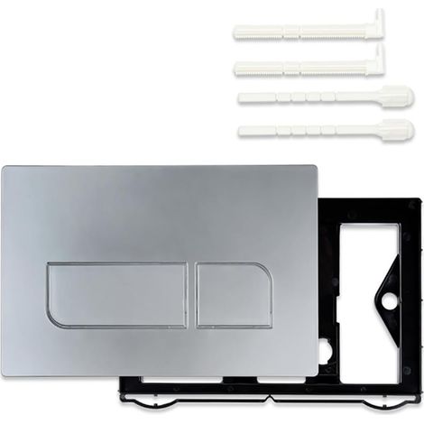 JSSEVN - Wall-hung toilet flush plate, dual flush actuator plate with flush rods, compatible with SIGMA01/20/30/50 UP300 and UP320 (Silver)