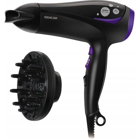 Asciugacapelli Sencor SHD 108VT da 2200 W con ionizzazione, diffusore e concentratore.
