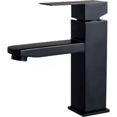 Noir Robinet, comptoir d'évier, cascade salle de bains, robinet de salle de bains, robinet de Mono chromé carré Anti-empreinte digitale (1/4)