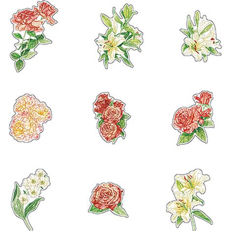 Pack d'autocollants infeelmePET, série Jardin de l'Île Verte, autocollants décoratifs floraux pour journal à faire soi-même, 15 feuilles, hibiscus (1/5)