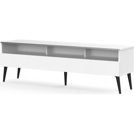 Meuble TV 1 porte 3 niches mélaminé blanc Nacka 160 cm (1/5)