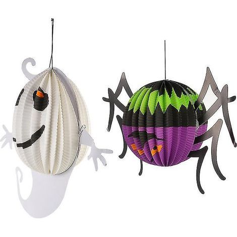 Lot de 4 lanternes suspendues pour décorations d'Halloween (1/3)