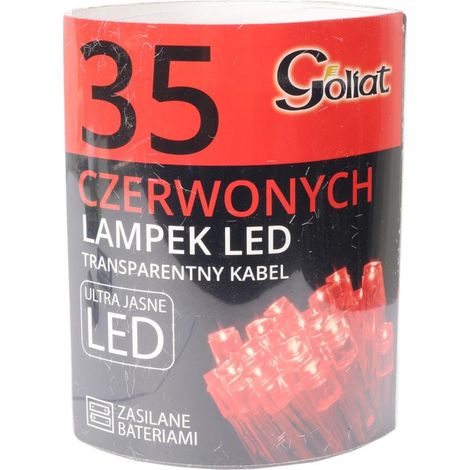 Guirlande lumineuse rouge à 35 LED pour sapin de Noël, alimentée par 2 piles AA (piles non incluses), pour une utilisation en intérieur. (1/2)