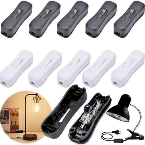 Lot de 10 interrupteurs intermédiaires en ligne pour lampe - Interrupteur intermédiaire - AC 250 V - Pour petits appareils ou lampes (blanc et noir) (1/5)