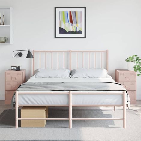 Lot de 2 Tables de chevet Table d'appoint Table de nuit rose 34,5x39x62 cm acier CFW20063 (1/5)
