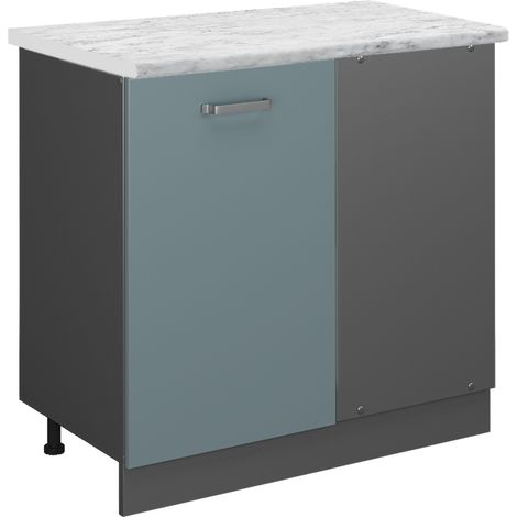 Mobile ad angolo cucina R-Line, Grigio-blu, 86 cm PL Marmo, Vicco
