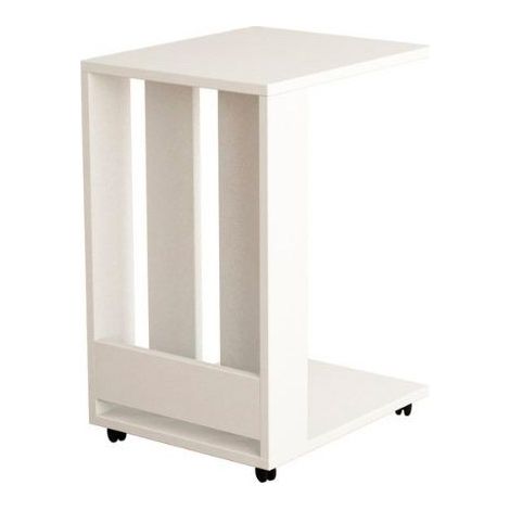 Tavolino da divano 37x45x67 cm Edi porta pc e riviste bianco (1/4)
