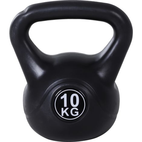 Kettlebell 10 kg sable entraînement musculation débutant fitness maison noir compact