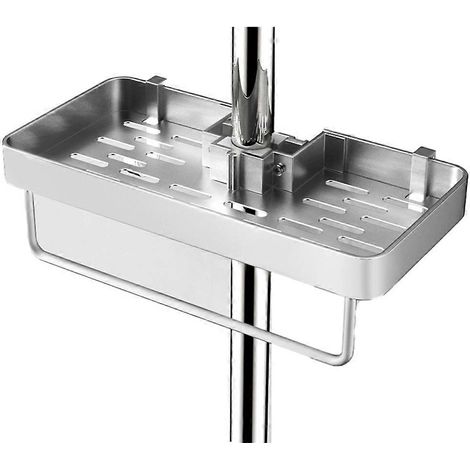 Étagère de douche en aluminium avec porte-serviettes, organisateur de salle de bain sans perçage, support de rangement pour shampoing et gel douche B (1/5)