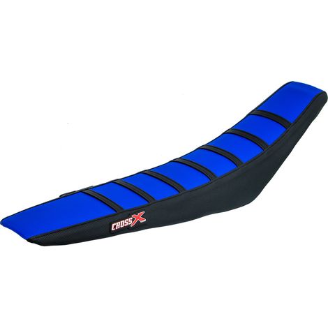 HOUSSE DE SELLE compatible avec les motos de marque HUSQVARNA TC 65 - TOP BLUE- SIDE BLACK-STRIPES BLACK