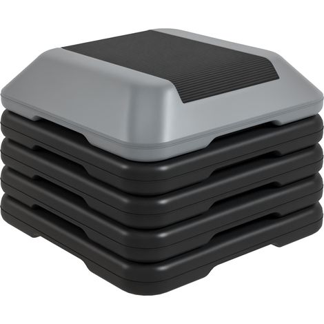 Step para Fitness antidérapant avec hauteur réglable de 10/15/20/25/30 cm, charge maximale 150 kg, gris (1/5)
