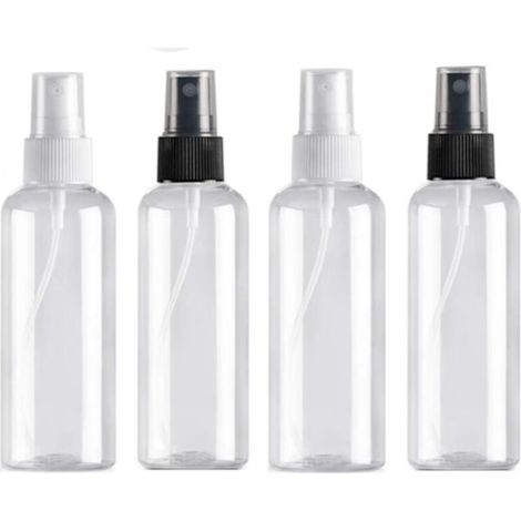 4 Stück 100 ml Sprühflasche, leere Reiseflasche aus Kunststoff, wiederverwendbar, transparenter Taschenzerstäuber, Sprühflaschen, kosmetische Unterflaschen, Spray (1/5)
