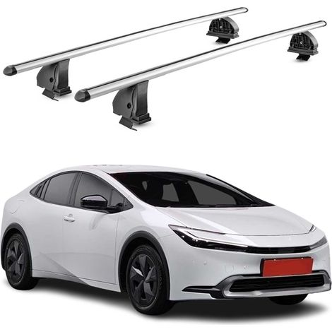 OMAC Barres de toit transversales en aluminium pour Toyota Prius V XW60 2022-2026 – TÜV / DIN 75302:2019 – Antivol inclus – Charge max 75 kg – 2 barres – Gris (1/4)
