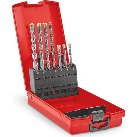 Set de forets marteau SDS Plus (7 pièces, Ø 5/6/6/8/10/12 mm x 110/160 mm, avec tranchant en métal dur 4X extrêmement rapide, pour béton, pierre (1/5)