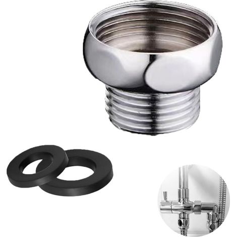 Raccord de flexible de douche SANTUO G3/4 femelle vers G1/2 mâle. Adaptateur de pommeau de douche. Raccord femelle chromé avec joint souple. (1/5)