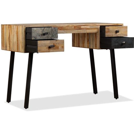 Escritorio mesa de trabajo para ordenador teca maciza recuperada 110 cm 0502070 (1/5)