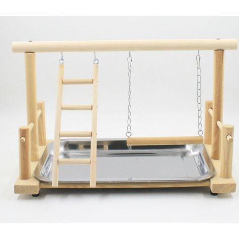 Papageien-Spielplatz mit Leiterschaukel und Spielzeug