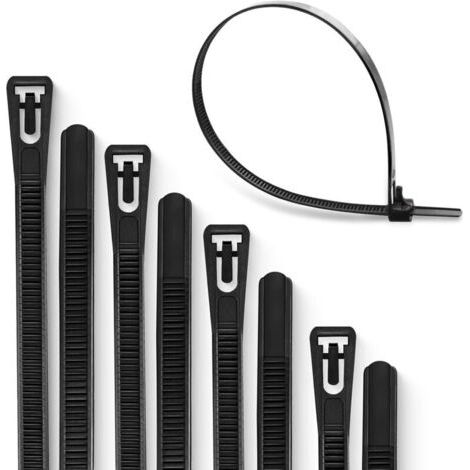 BUNTHAUS Lntyq Collier de Serrage Réutilisables 100 Pièces Amovibles Attache Câble, Serre Câbles en Nylon Solides (350mm x 8mm, Noir)