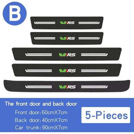 (B FAll 5pcs) Pour Skoda VRS Octavia Kamiq Karoq Autocollant de seuil de porte en fibre de carbone,film protecteur anti-rayures et imperméable,accessoires pour coffre (1/3)