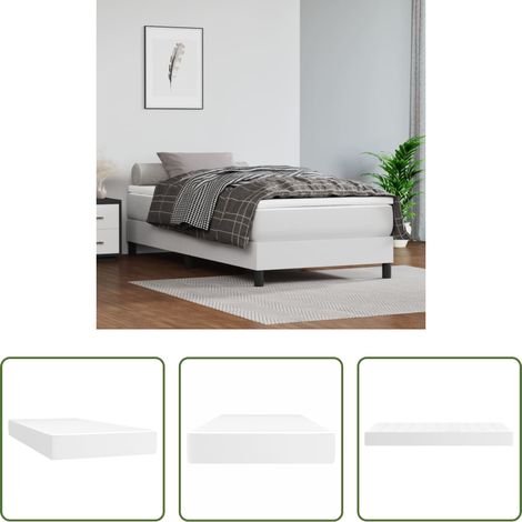 Sommeil confortable - Matelas de lit à ressorts ensachés fermeté moyenne Blanc 90x190x20cm Similicuir (1/5)