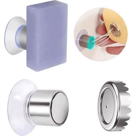 Porte-Savon Magnétique - Acier Inoxydable - Argent - Ventouse - Sans Perçage - 3.11.6cm (1/4)