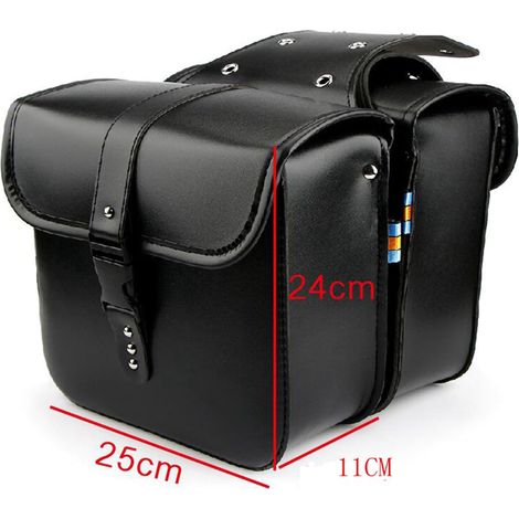Paar wasserdichte Motorrad-Seitentaschen aus PU-Leder, schwarze Satteltaschen für individuelles Zubehör, mit Aufhängevorrichtung (1/4)