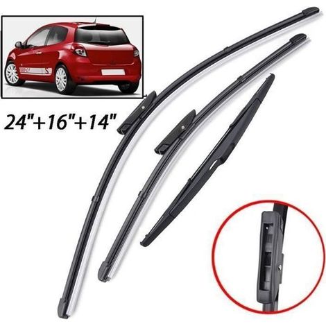 Lot de 3 Balais d'essuie-glace avant + arrière pour Renault Clio MK III Hayon 2005 - 2012 (1/4)