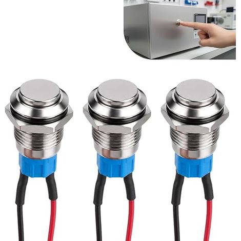 Pulsante a pressione autobloccante da 12 mm, interruttore 6A 220V, interruttore con filo pulsante 20 cm 12 V, strumento elettronico, controllo centralizzato, clacson, campanelli auto, auto (1/5)