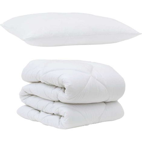 Couette avec Oreiller avec oreiller 2 pcs,Duvet Blanc Microfibre CFW10537 (1/5)