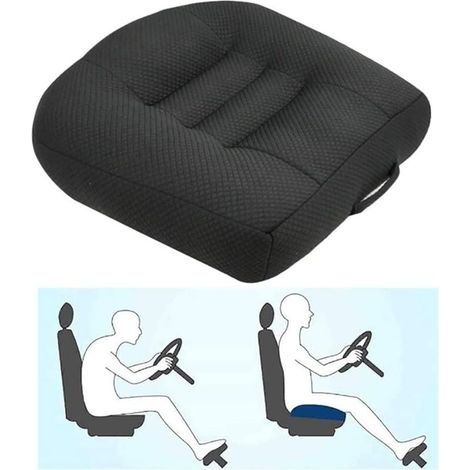 Coussin Voiture rehausseur, rehausseur voiture adulte, Coussin d'élévation de siège de Voiture pour Le soulagement et Le Confort avec Maille Respirante(noir) (1/5)