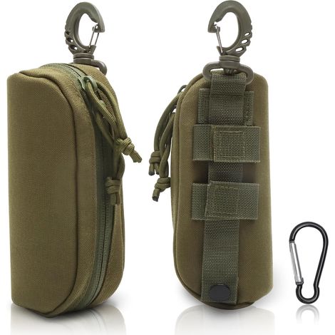 1 Étuis à Lunettes Vert Armée, Boîte de Protection Résistante aux Chocs Portable etui Lunettes Ceinture, Avec 2 Boucles, la Randonnée, la Chasse, le Camping (1/5)