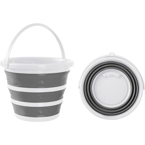 1 Seau Pliable, Silicone Durable, 10L, Compact 5cm, Pour Maison, Camping, Pêche (1/5)