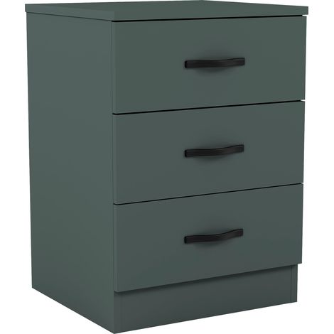 Riano 3 Drawer Bedside Table Cabinet Chest Nightstand Bedroom Furniture, Green