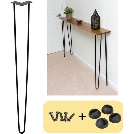 SWANEW Set di 4 gambe a forcella Telaio del tavolo Corridori del tavolo Gambe Tavolo da pranzo Gamba del tavolo Harpins 2 montanti Nero - 72 cm (1/4)