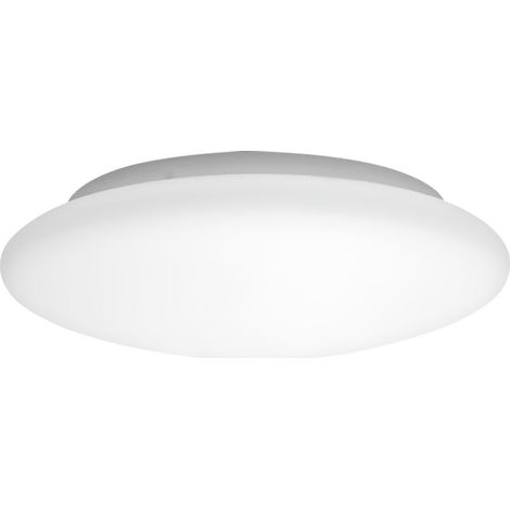 Plafonnier salon lumière salle à manger lampe chambre lumière plafonnier lampe de couloir, métal verre blanc rond, 1x LED 18W 1380Lm 3000K blanc chaud, D 35 cm (1/2)