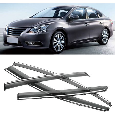 4 déflecteurs de fenêtre latéraux anti-soleil et anti-pluie compatibles avec Nissan Sylphy 12-15 (fumés) (1/5)