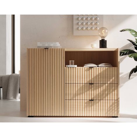 Judy - buffet bas 106 cm - 1 porte, 3 tiroirs et 1 niche - bois (1/5)