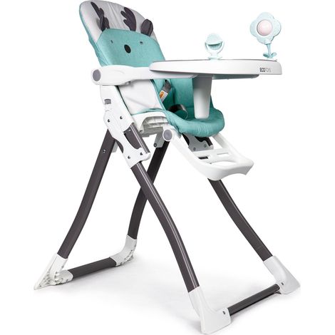Chaise haute pliante avec tablette reglable et ceintures de securite