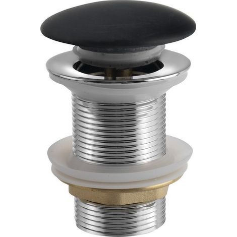 Bonde de lavabo BLOK 5/4", clic-clac, bouchon noir marquin mat (1/4)