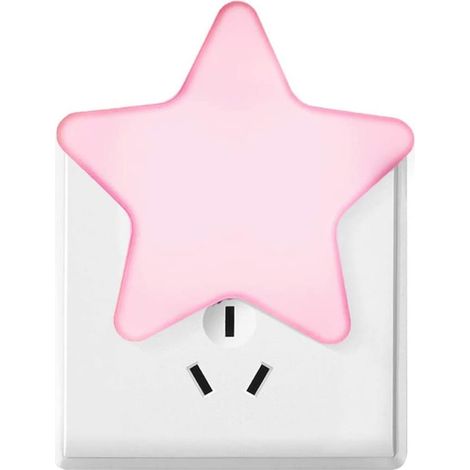 Veilleuse LED à brancher en forme d'étoile avec détecteur crépusculaire - Idéale pour les chambres d'enfants, les escaliers, les chambres à coucher et les cuisines - Rose