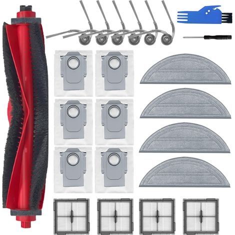 Lot de 21 Accessoires pour Roborock Q10 S5+, pour Roborock Q10 S5 Aspirateur robot, 1 Brosse Principale, 4 Filtres Hepa, 4 Lingettes, 6 sacs à Poussière, 6 Brosses Latérales. Pour Roborock Q10 S5+ (1/5)
